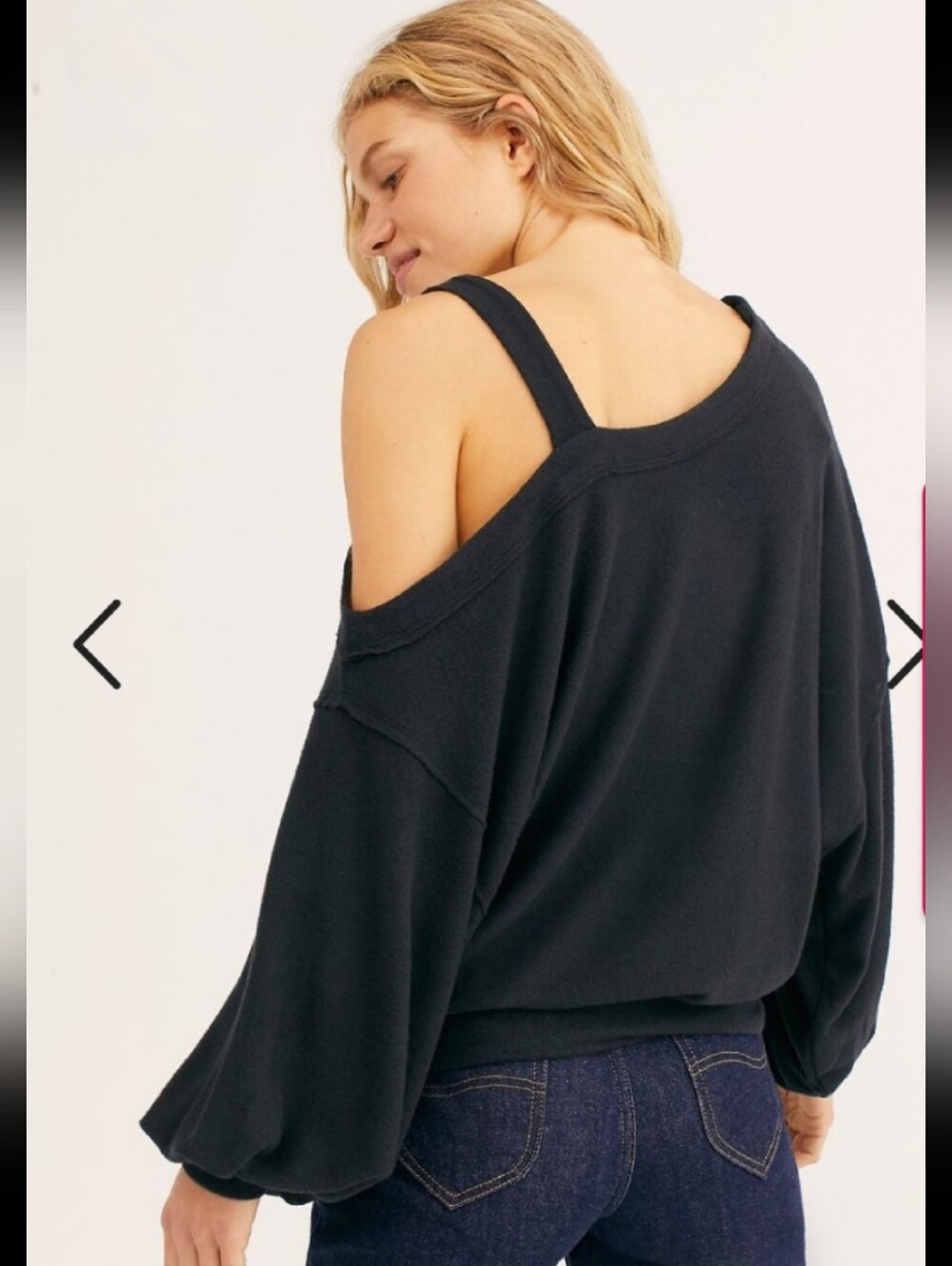 FREE PEOPLE ONE SHOULDER BLACK SWEATER SZ S NWT